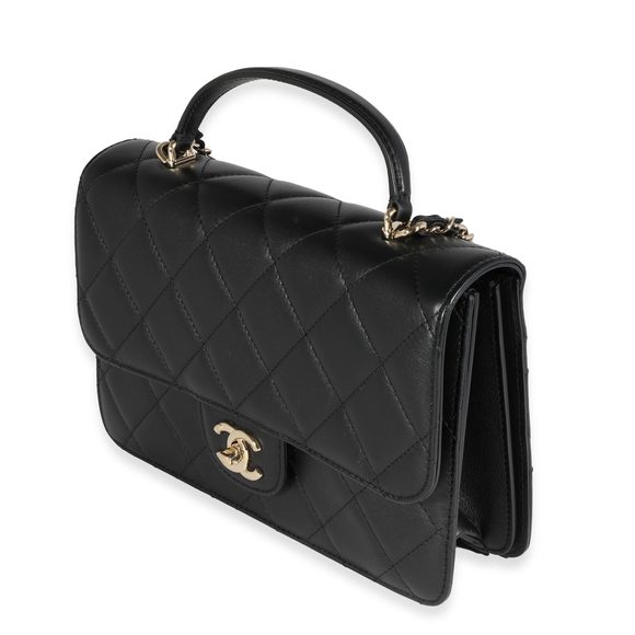 Chanel Black Quilted Lambskin Coco Lady Top Handle Flap Bag - Picture 2 of 8